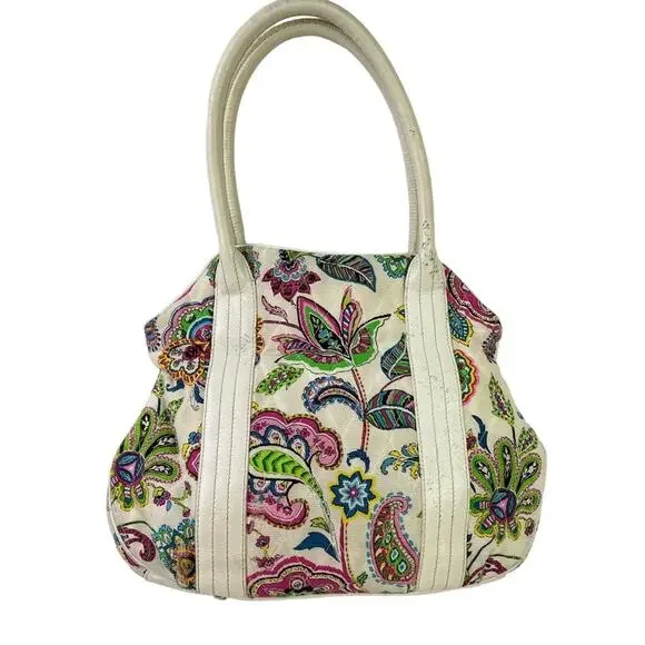 Vera Bradley Palm Beach Gardens Floral Satchel Handbag White Pink Purse Bag - Picture 9 of 16